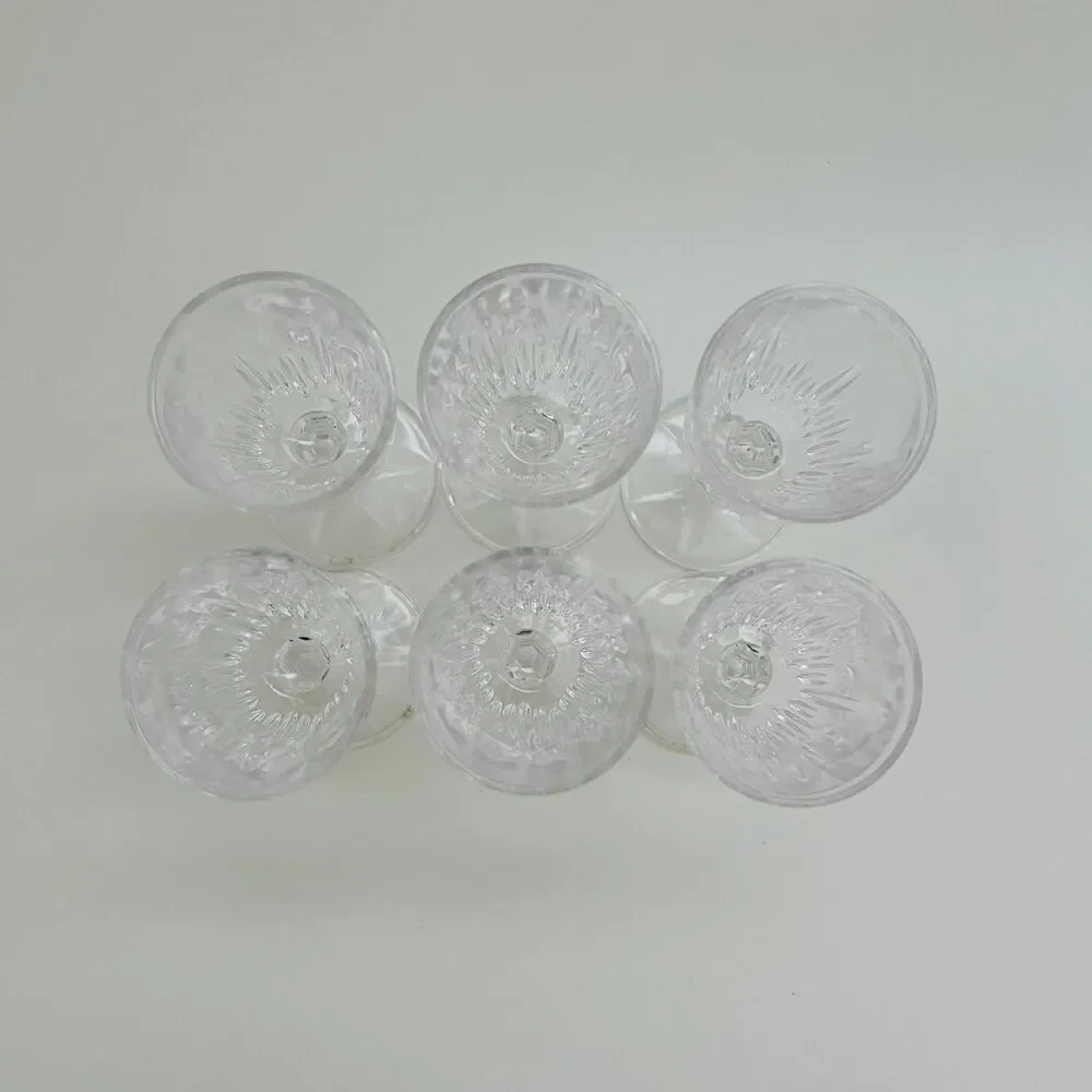 Clear Sunburn Pattern Hexagon Stem Shot Glasses, Set of 6